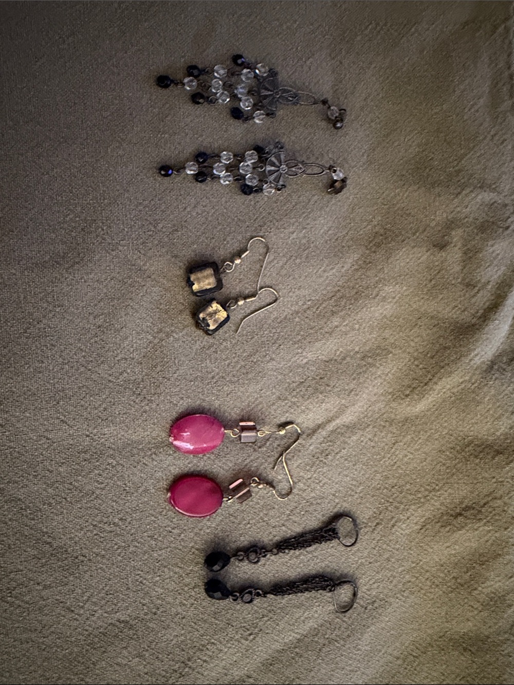 Mix-and-Match Women's Earring Set – Pink, Black, Clear & Gold Accents